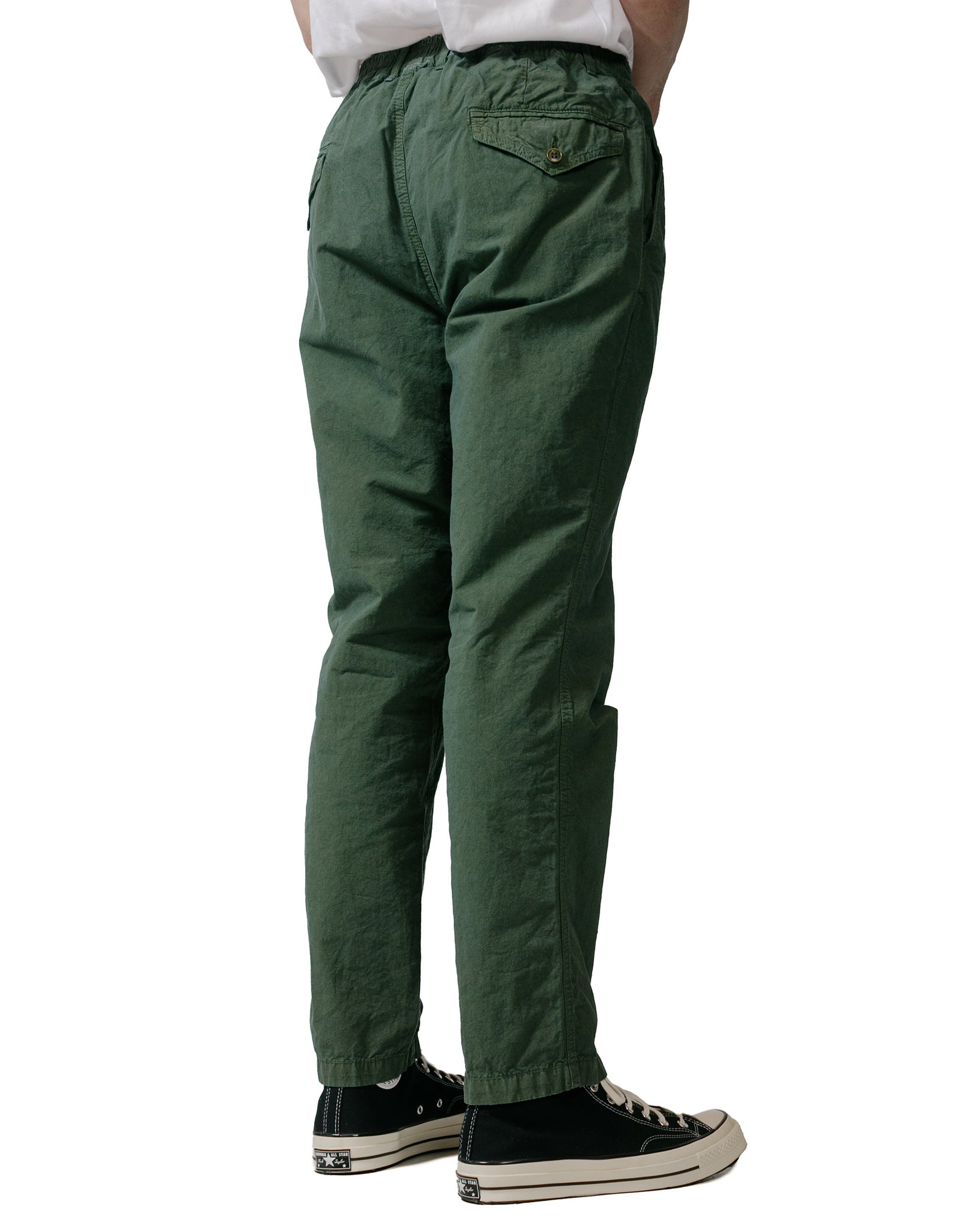 Sage de Cret High Density Cotton Hemp Tapered Pants Olive model back