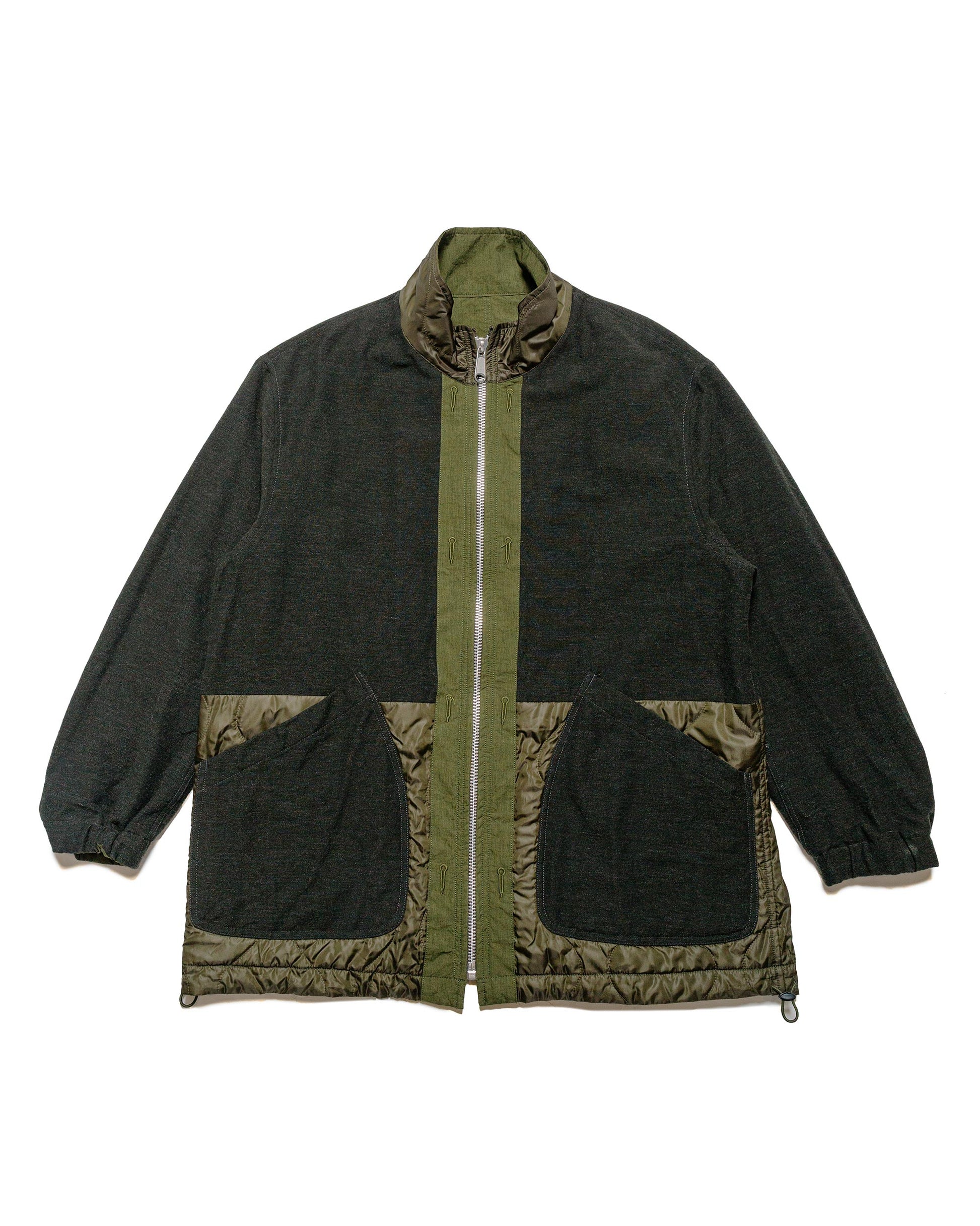 Sage de Cret High Density Cotton/Nylon Cotton/Polyester/Wool Twill Reversible Military Jacket Olive reverse