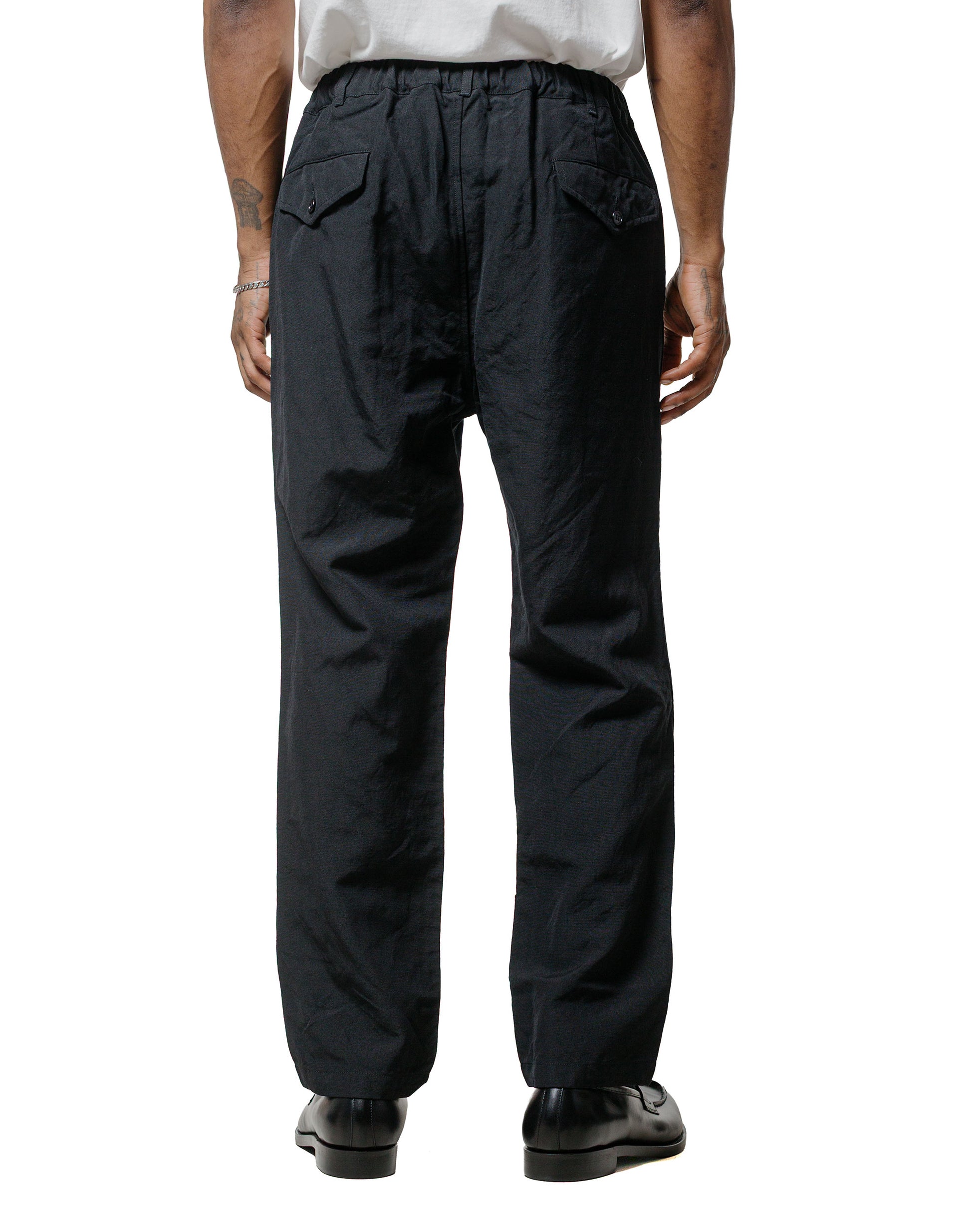 Sage de Cret High Density WoolLinen Oxford Pegtop Single Pleat Pants Black