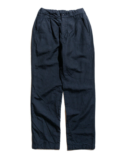 Sage de Cret High Density WoolLinen Oxford Pegtop Single Pleat Pants Navy