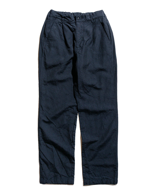 Sage de Cret High Density WoolLinen Oxford Pegtop Single Pleat Pants Navy