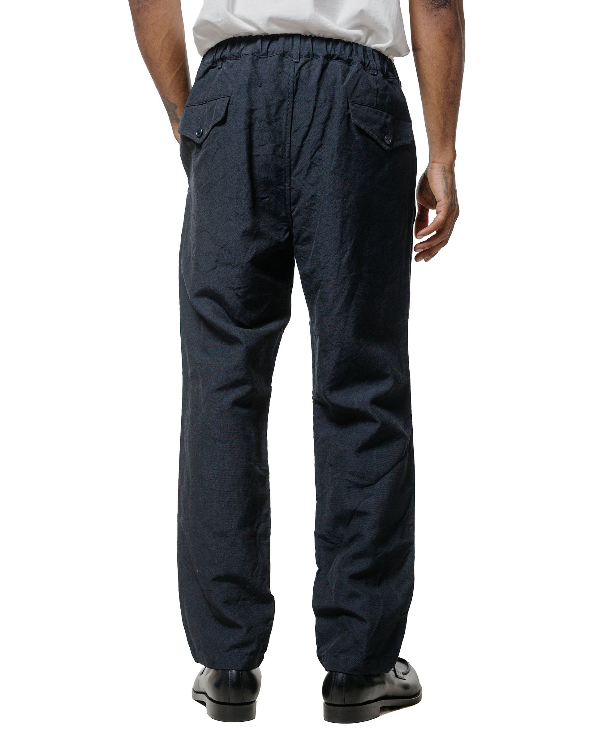 Sage de Cret High Density WoolLinen Oxford Pegtop Single Pleat Pants Navy