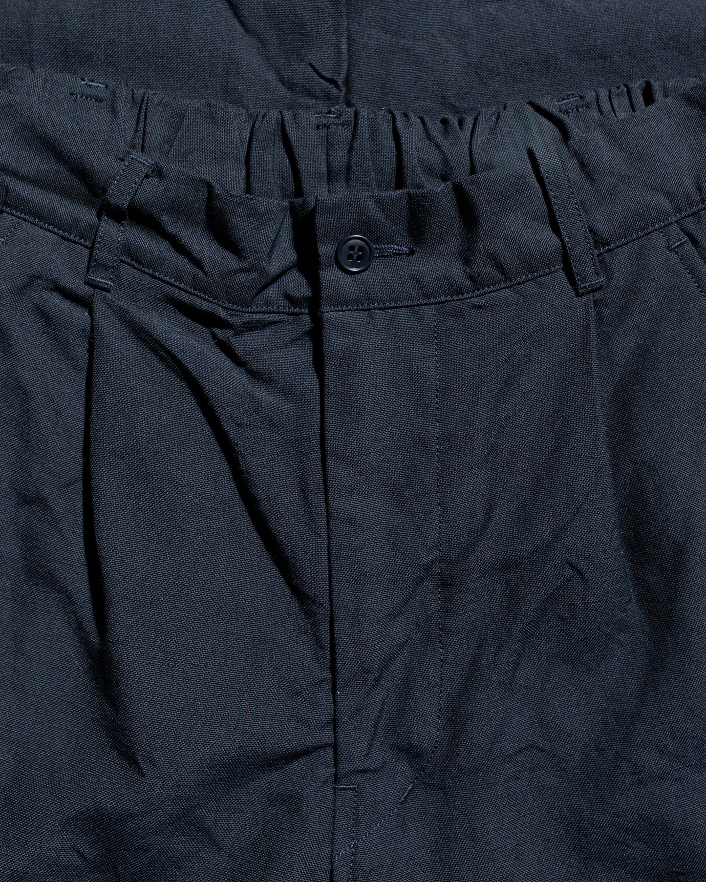 Sage de Cret High Density WoolLinen Oxford Pegtop Single Pleat Pants Navy