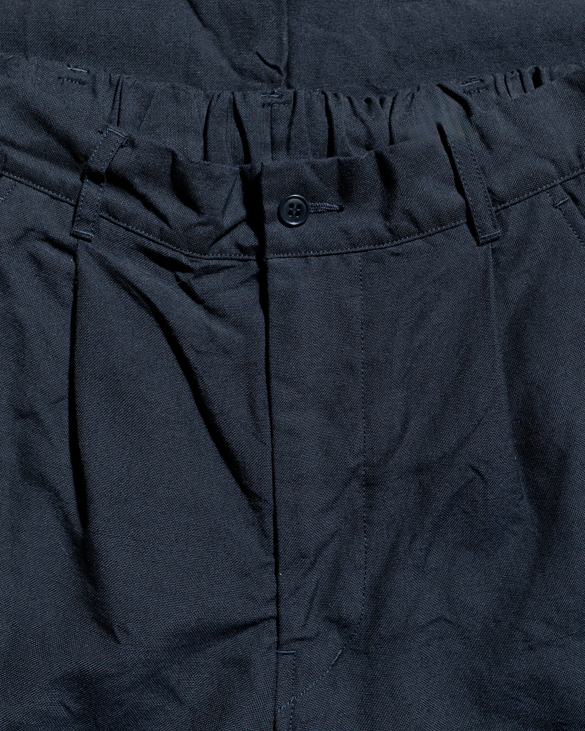 Sage de Cret High Density WoolLinen Oxford Pegtop Single Pleat Pants Navy