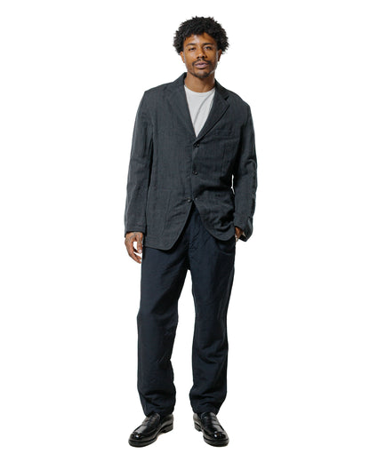 Sage de Cret High Density WoolLinen Oxford Pegtop Single Pleat Pants Navy