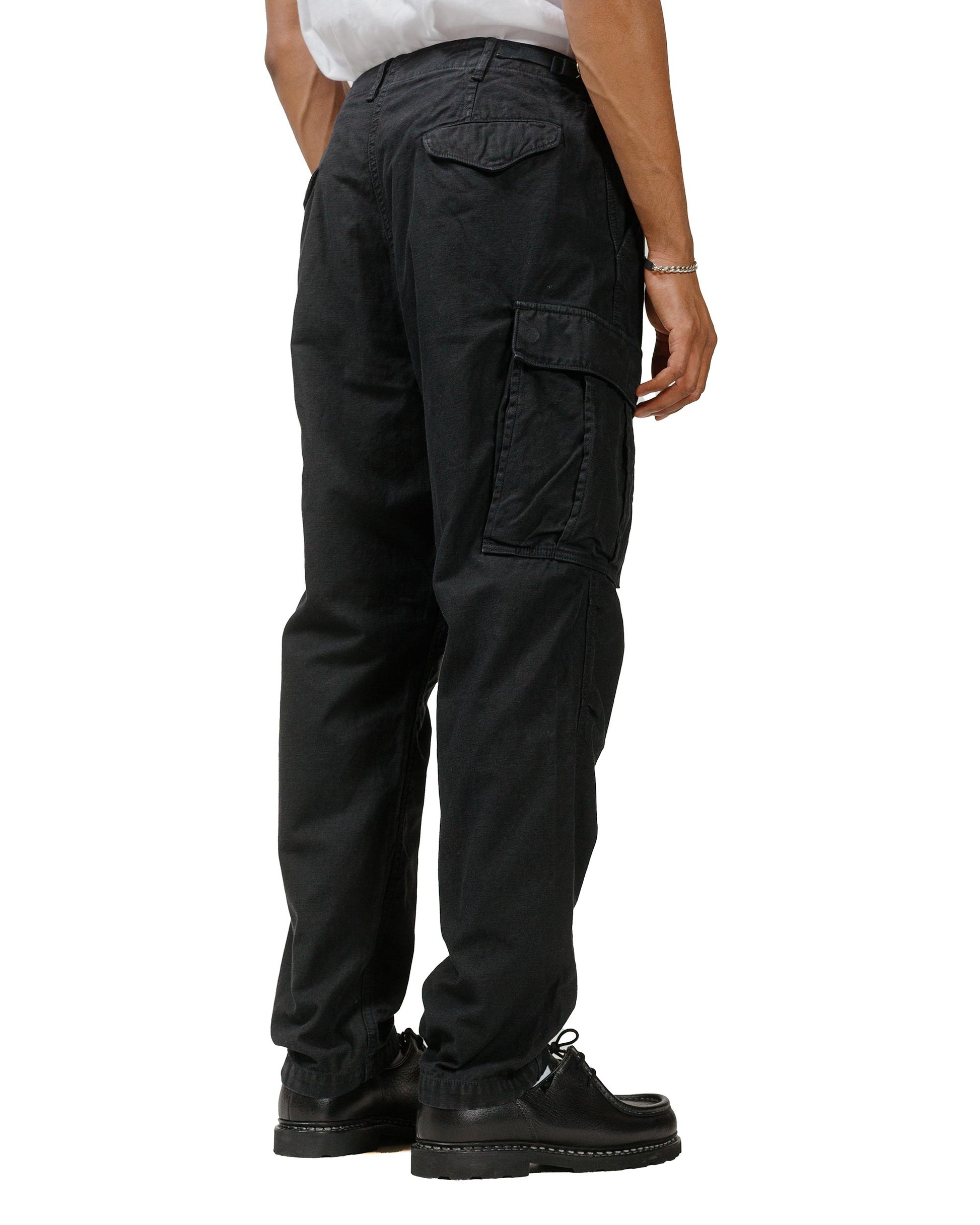 Sage de Cret Lost & Found Cotton/Linen Back Satin Cargo Trouser Black model back