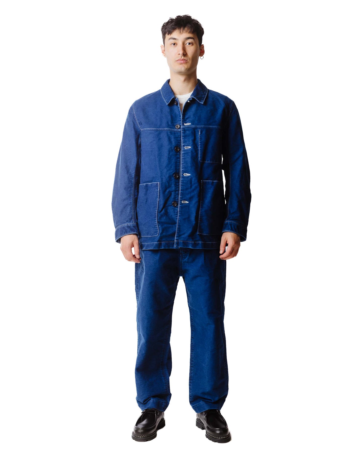 Sage de Cret Moleskin Coverall Jacket Indigo Model