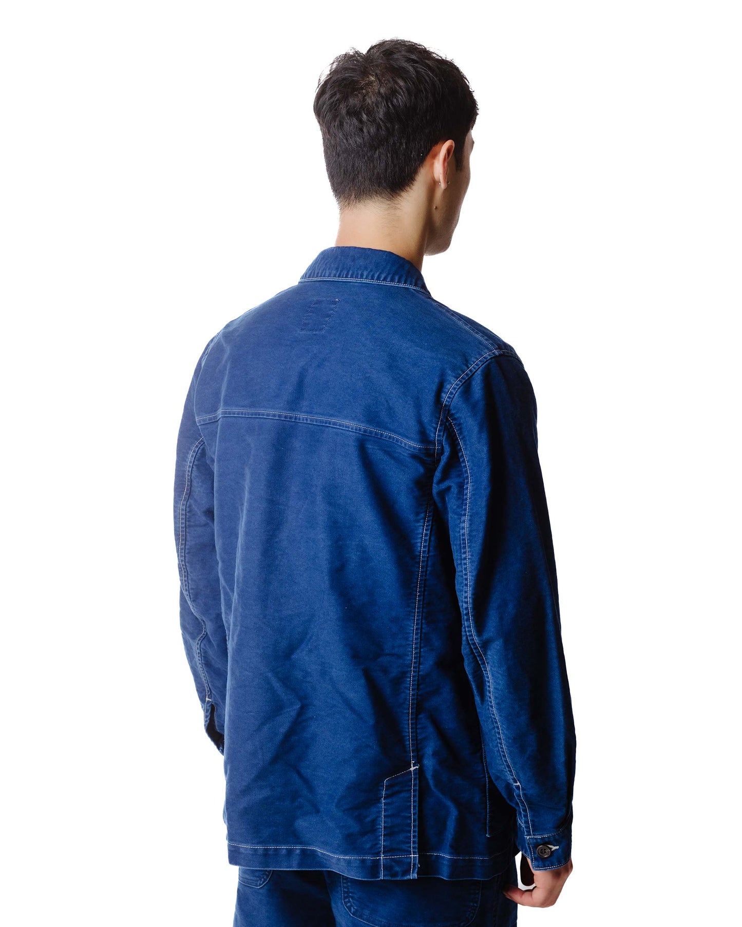 Sage de Cret Moleskin Coverall Jacket Indigo Model Back