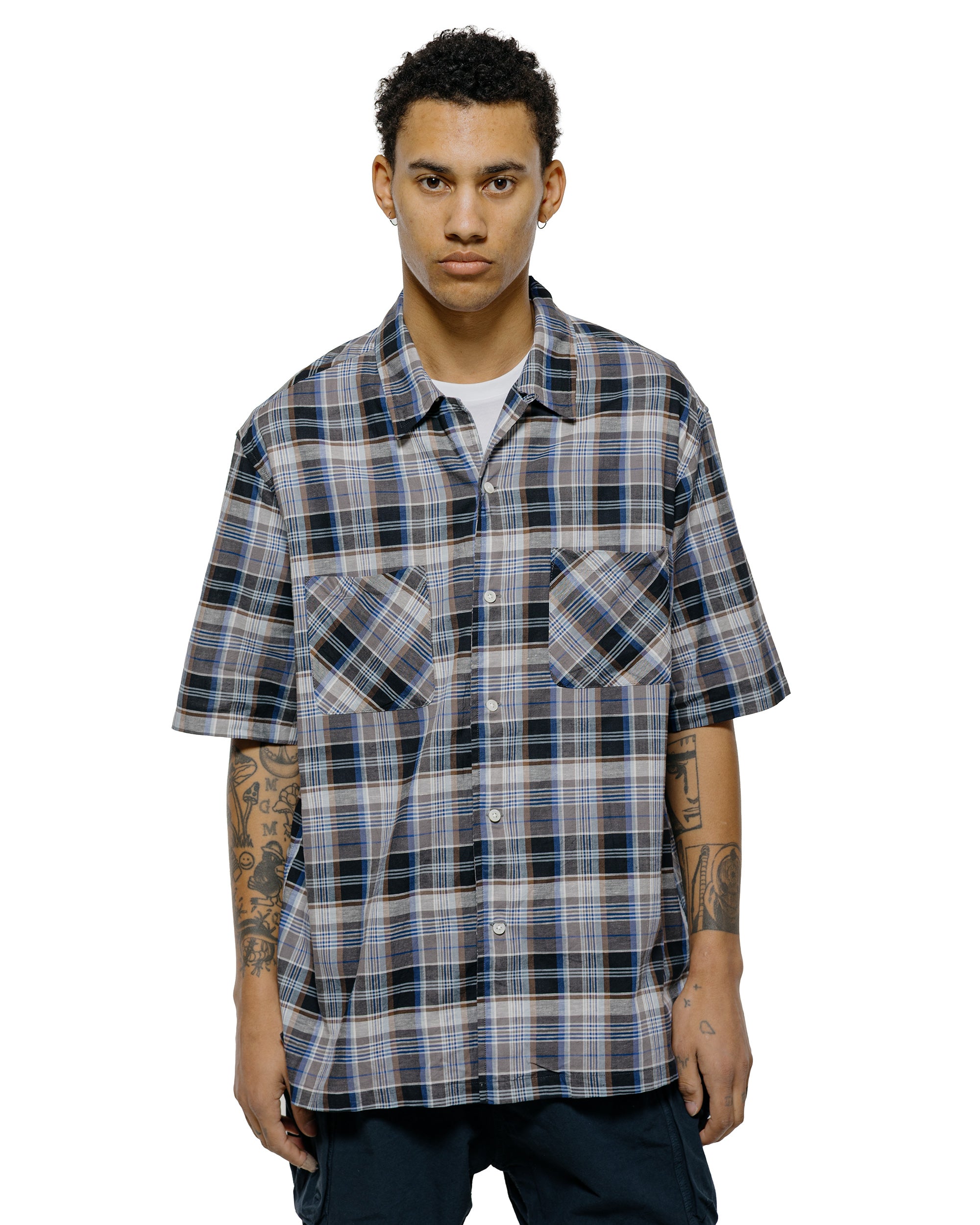 Sage de Cret Organic CO/LI Madras Check Short Sleeve Open Collar Shirt