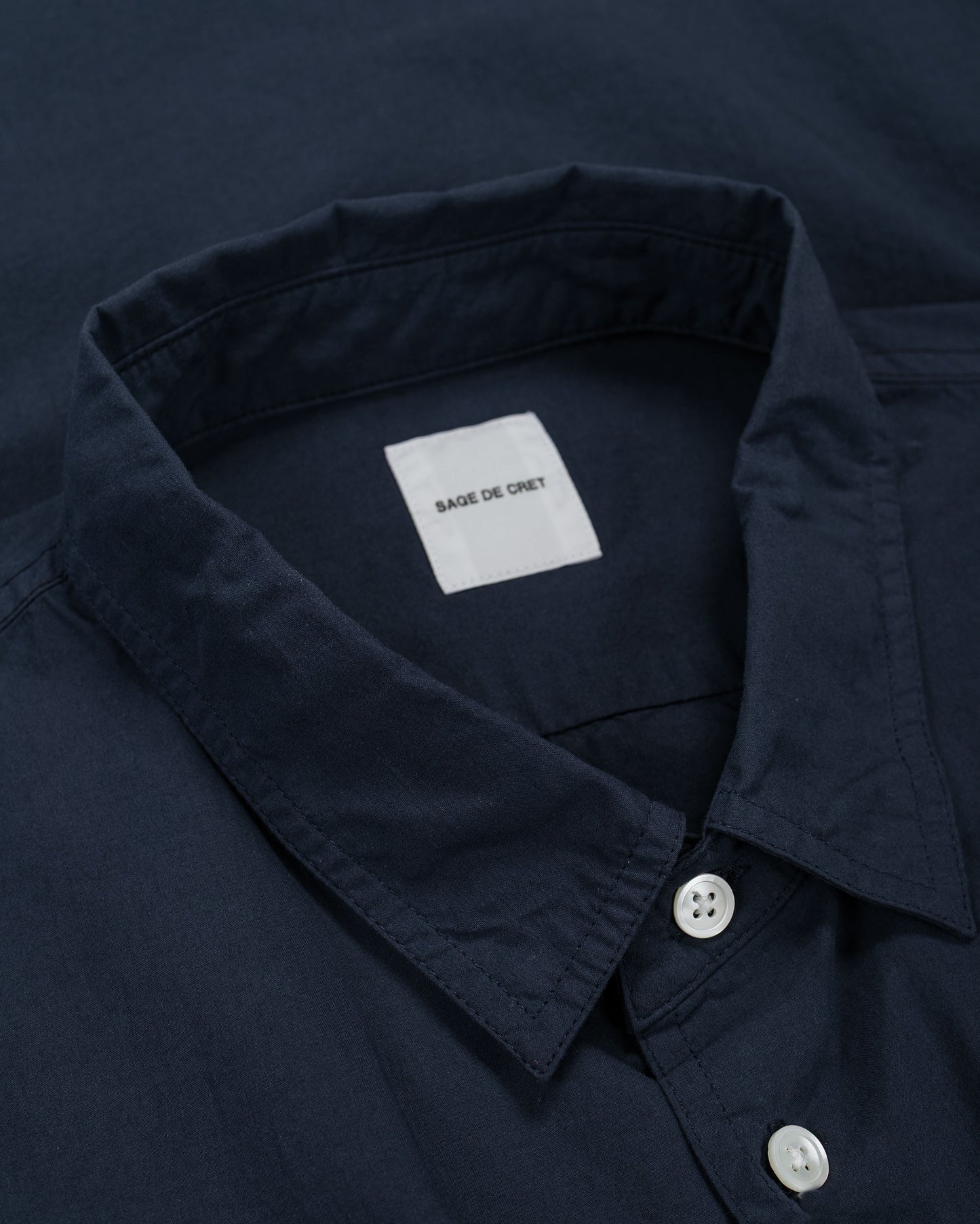 lost & found Sage de Cret Sage de Cret Organic Cotton Bloadcloth Regular Collar Shirt L/S Navy