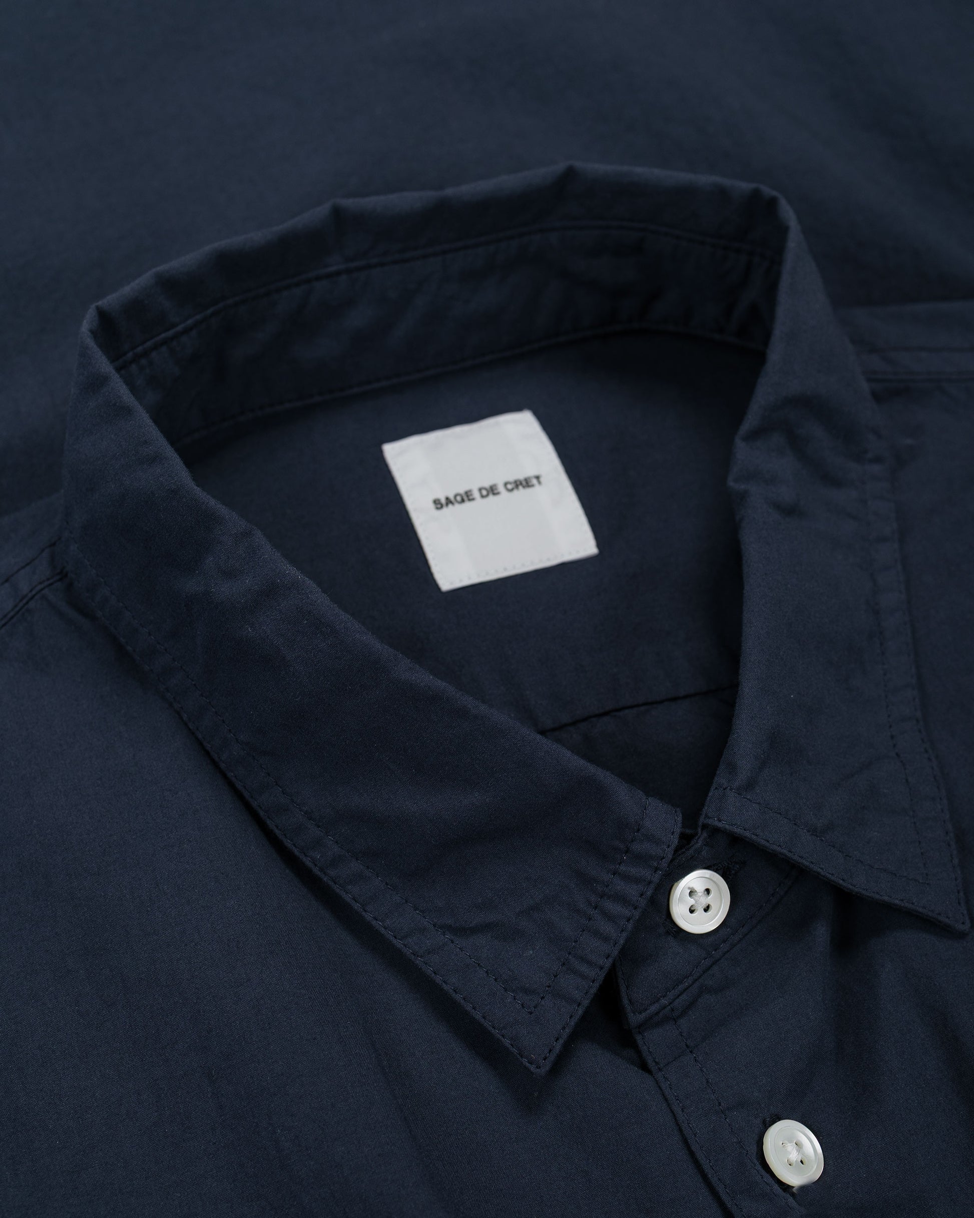 lost & found Sage de Cret Sage de Cret Organic Cotton Bloadcloth Regular Collar Shirt L/S Navy