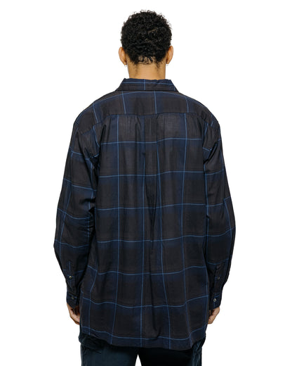 Sage de Cret Organic Cotton Madras Pigmnet CT Long Regular Collar Shirt Navy