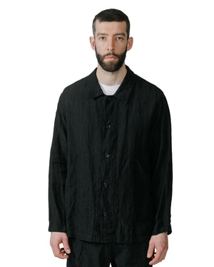 Sage de Cret Organic Linen Shirt Jacket Black model front