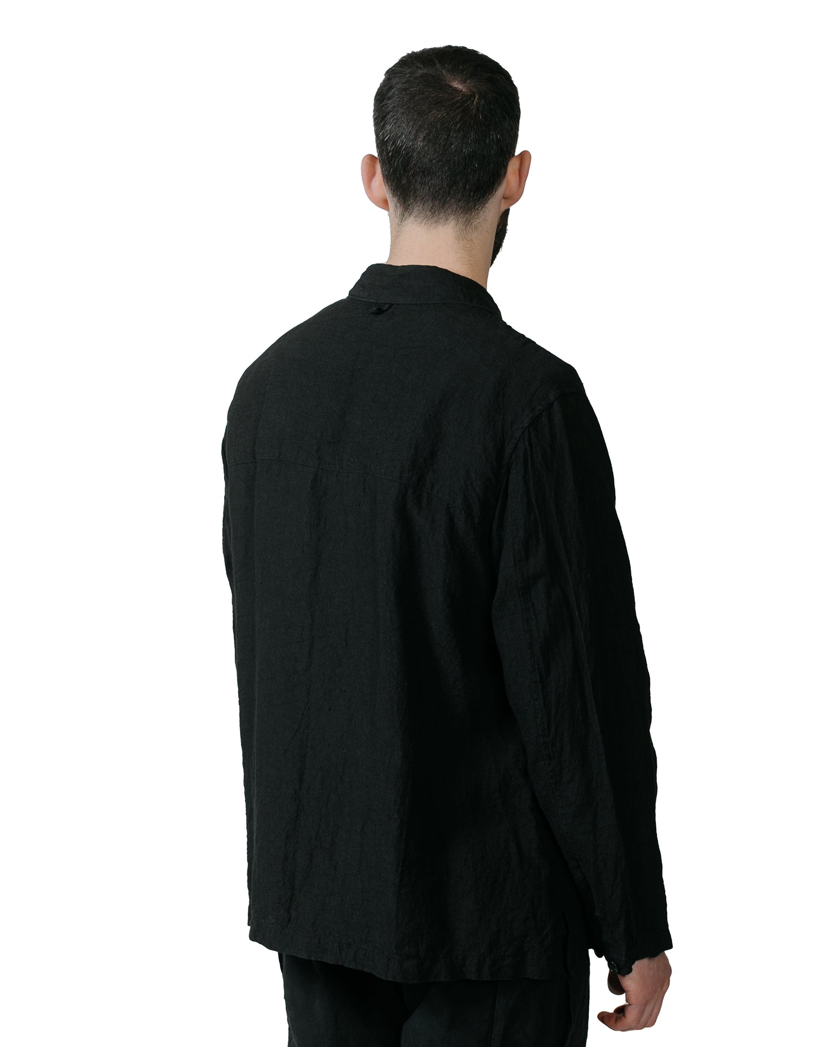 Sage de Cret Organic Linen Shirt Jacket Black model back