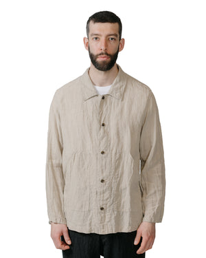 Sage de Cret Organic Linen Shirt Jacket Natural model front