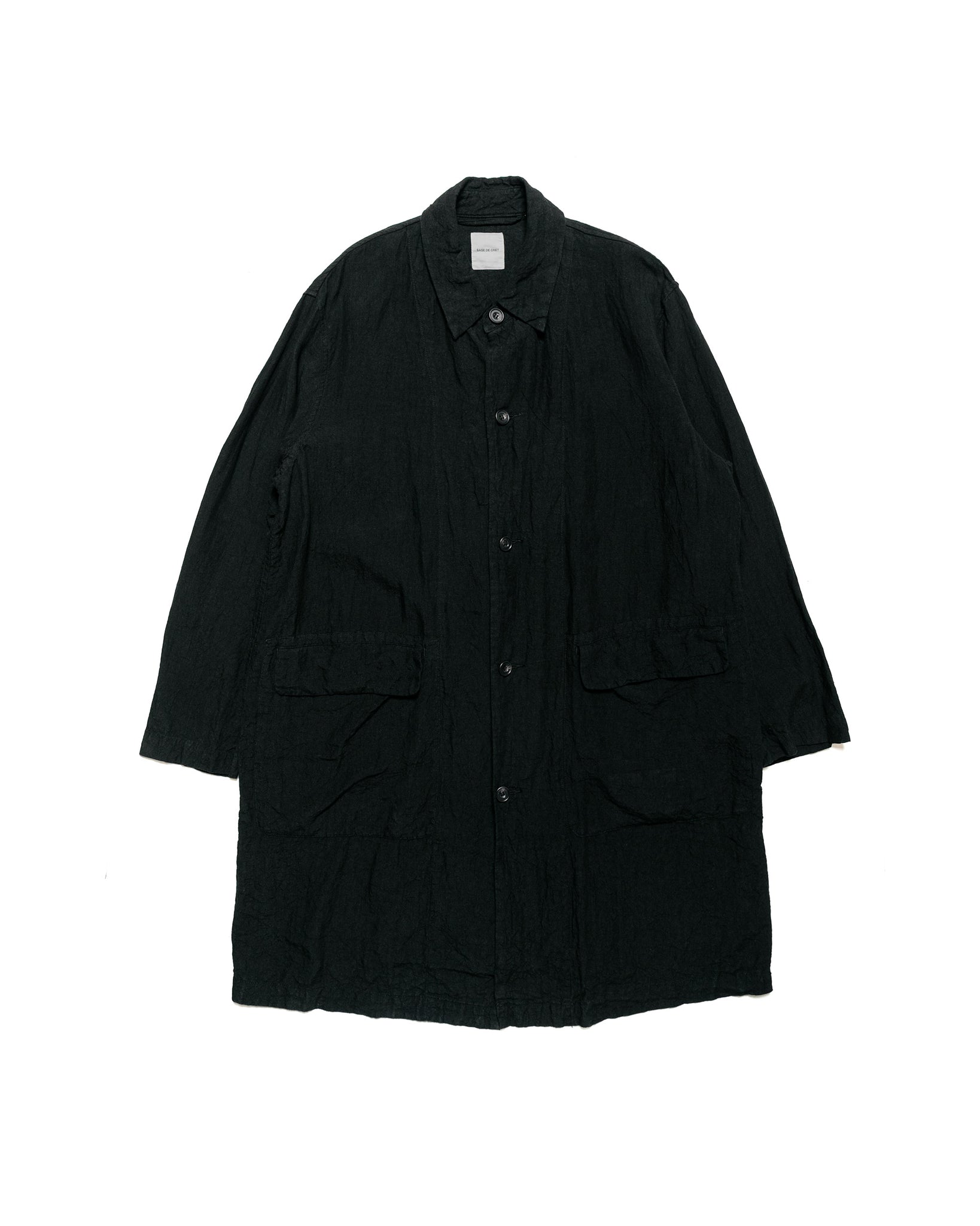 Sage de Cret Organic Linen Shop Coat Black