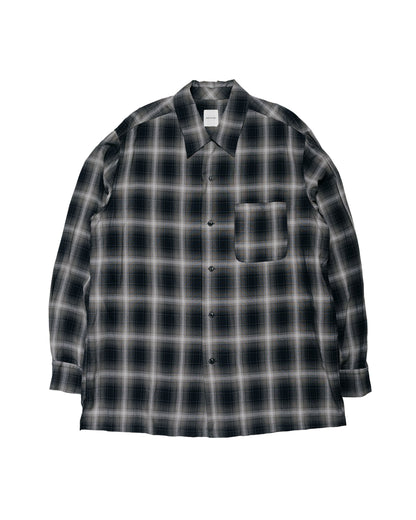 Sage de Cret RA Ombre Check Open Collar Shirt Gray