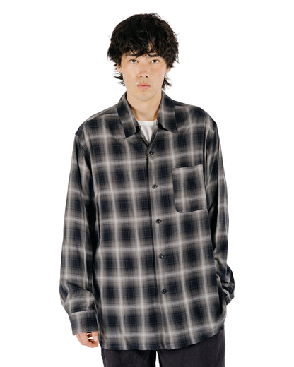 Sage de Cret RA Ombre Check Open Collar Shirt Gray