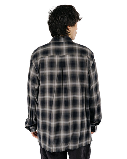 Sage de Cret RA Ombre Check Open Collar Shirt Gray