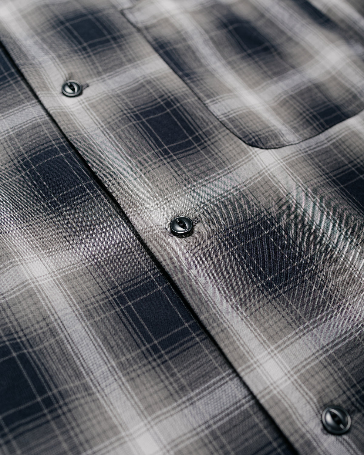 Sage de Cret RA Ombre Check Open Collar Shirt Gray