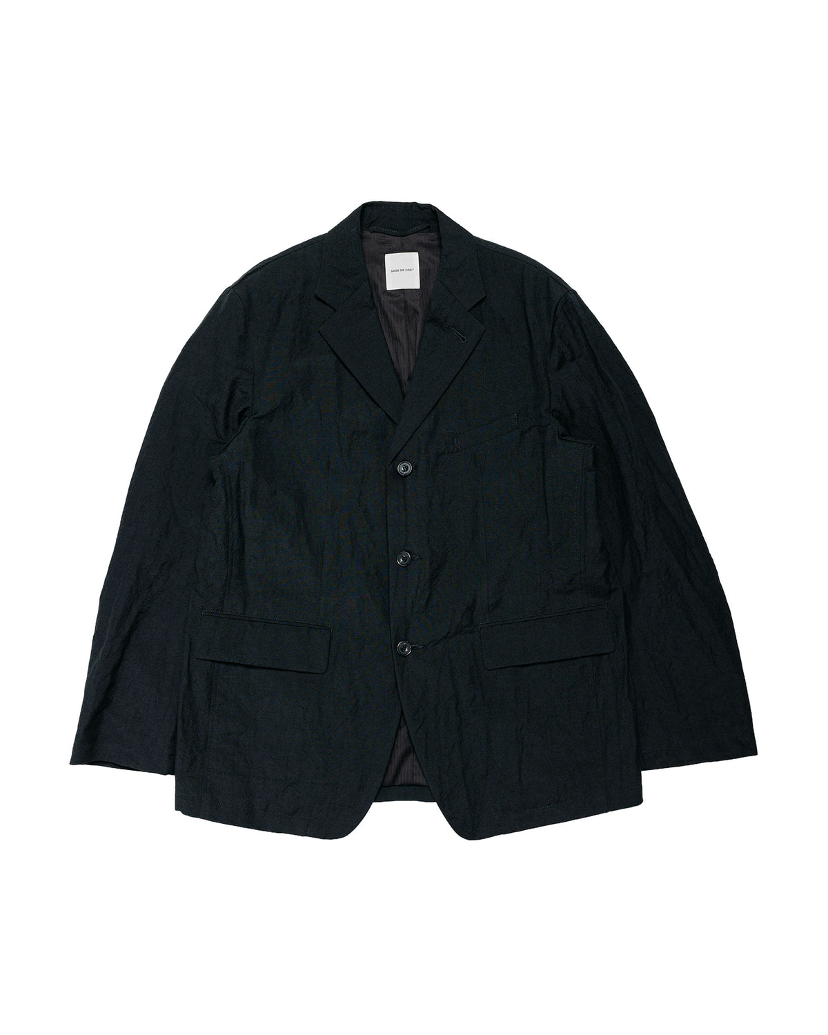 Sage de Cret WOLI Tumble Washed Three-Button Tailored Jacket Black