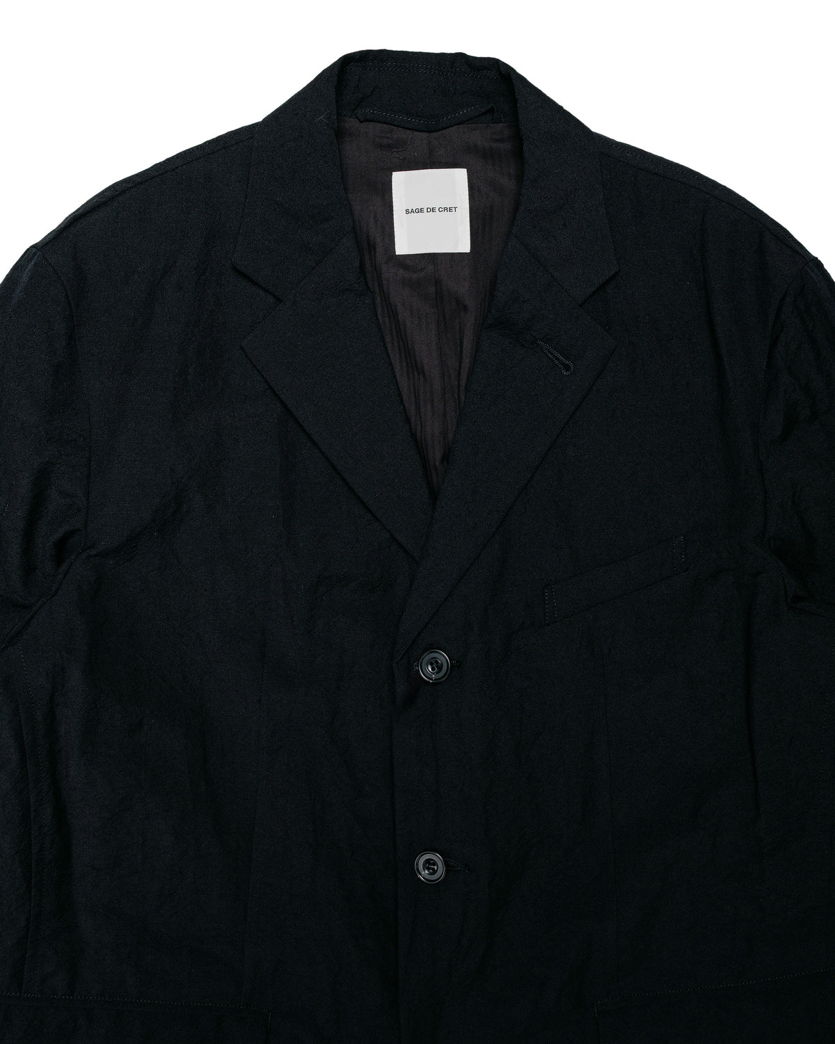 Sage de Cret WO/LI Tumble Washed Three-Button Tailored Jacket Black