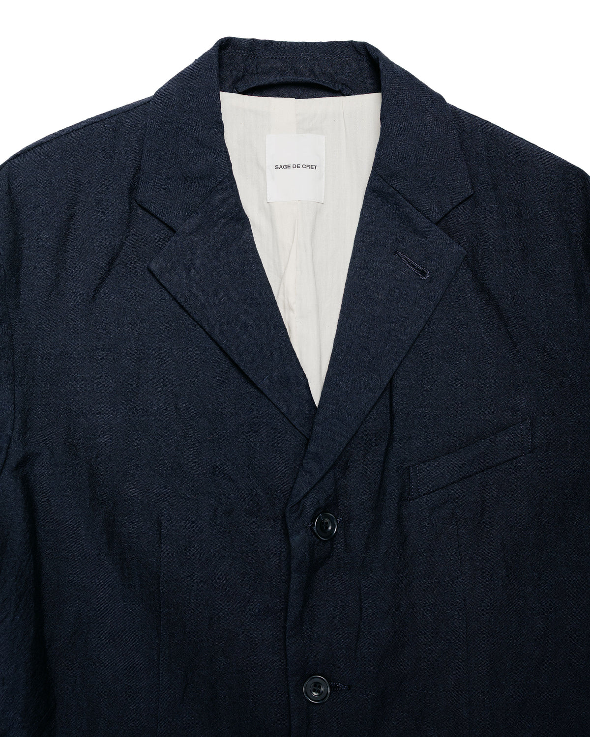 Sage de Cret WO/LI Tumble Washed Three-Button Tailored Jacket Navy