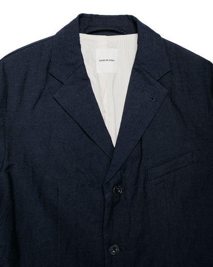 Sage de Cret WO/LI Tumble Washed Three-Button Tailored Jacket Navy