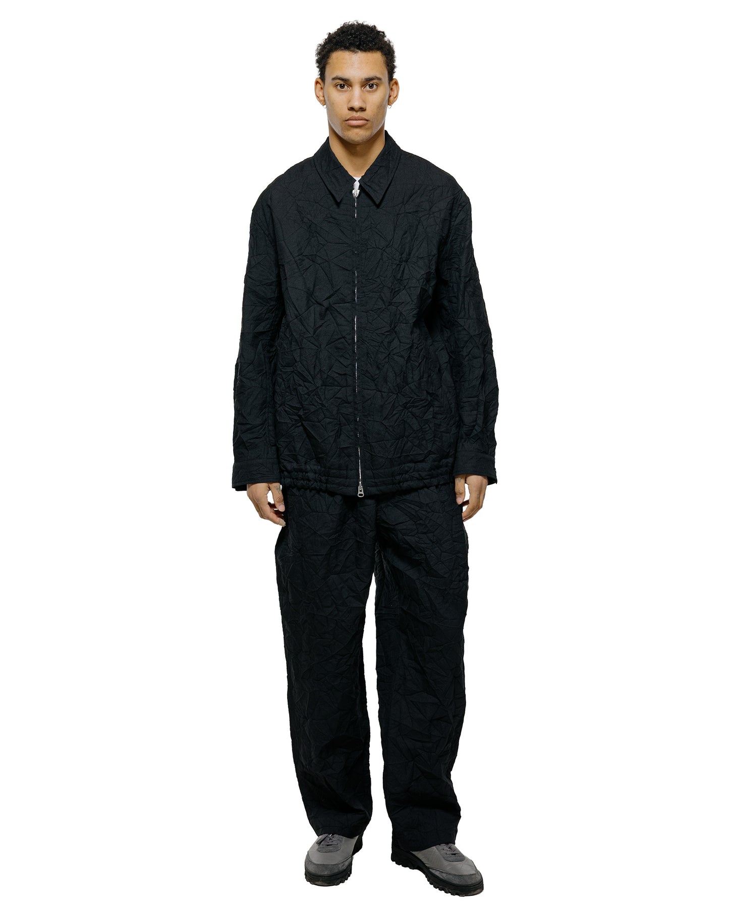 Sage de Cret WO/LI Crinkle Full Zip Jacket Black