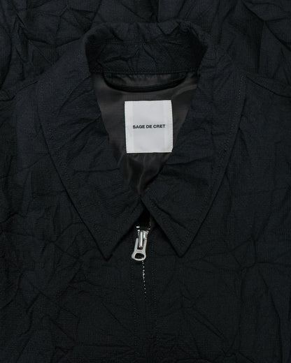 Sage de Cret WO/LI Crinkle Full Zip Jacket Black