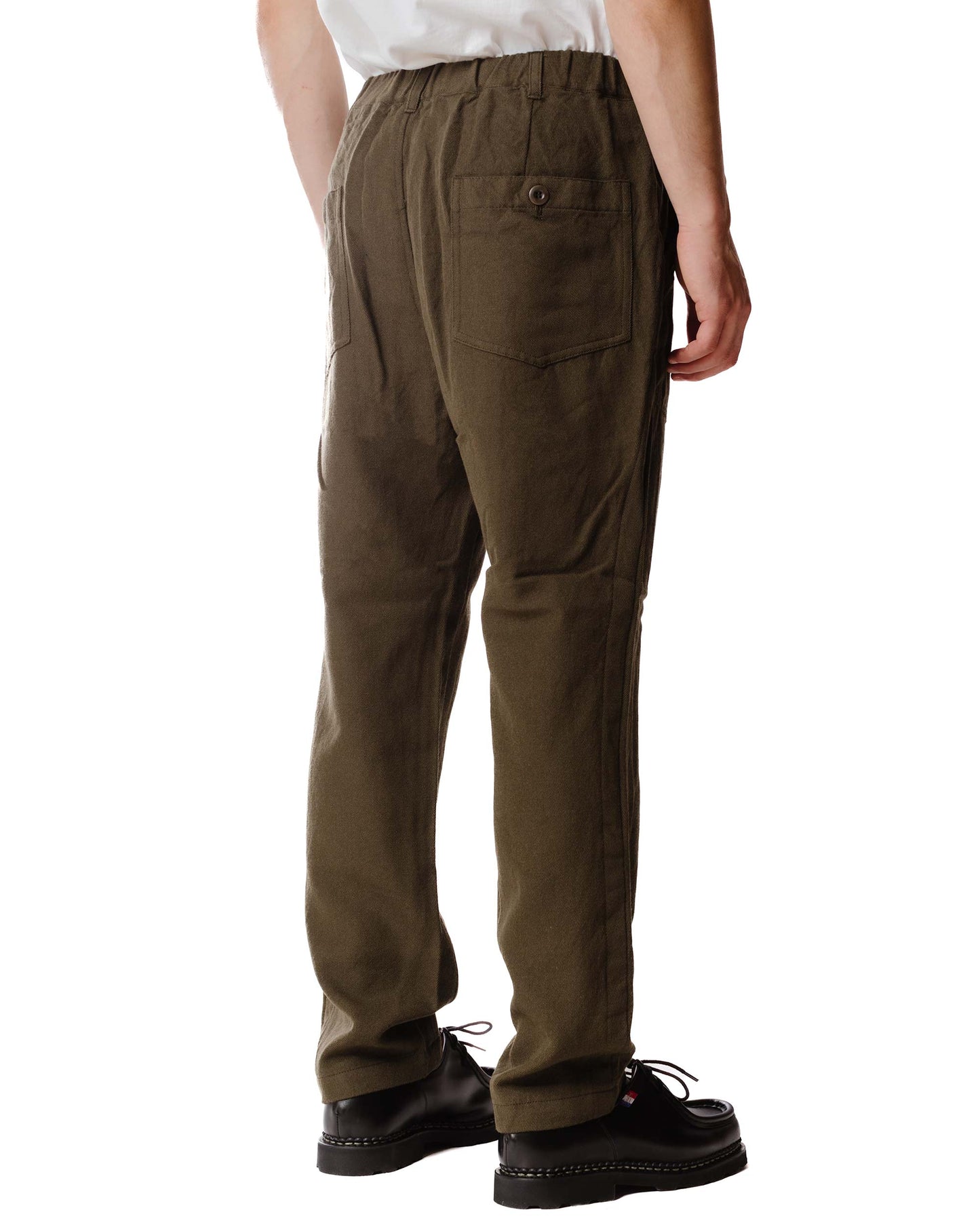 Sage de Cret Wool Serge Pegtop Baker Pants Olive Model Back