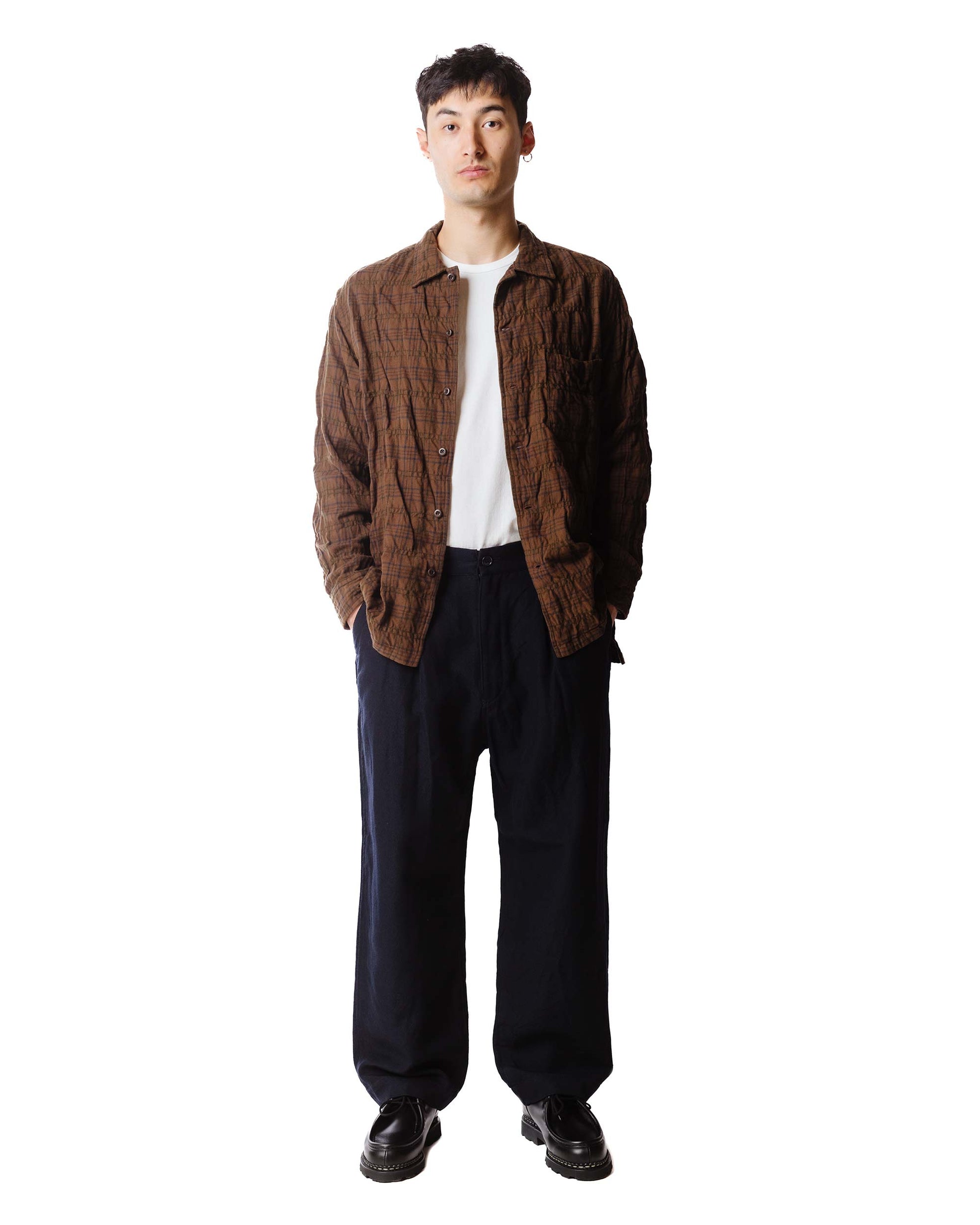 Sage de Cret Wool Serge Pleated Wide Pants Navy Model