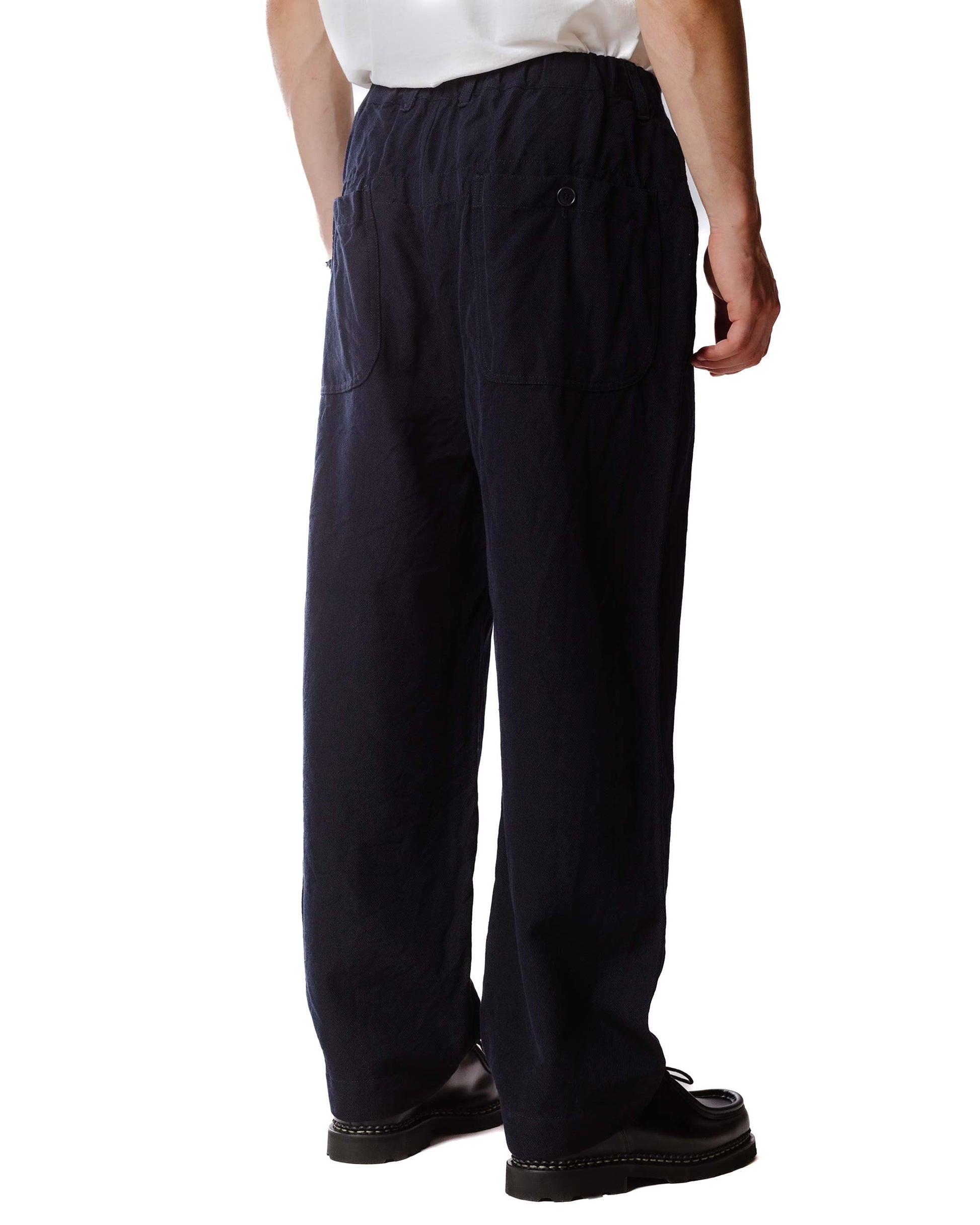 Sage de Cret Wool Serge Pleated Wide Pants Navy Model Back