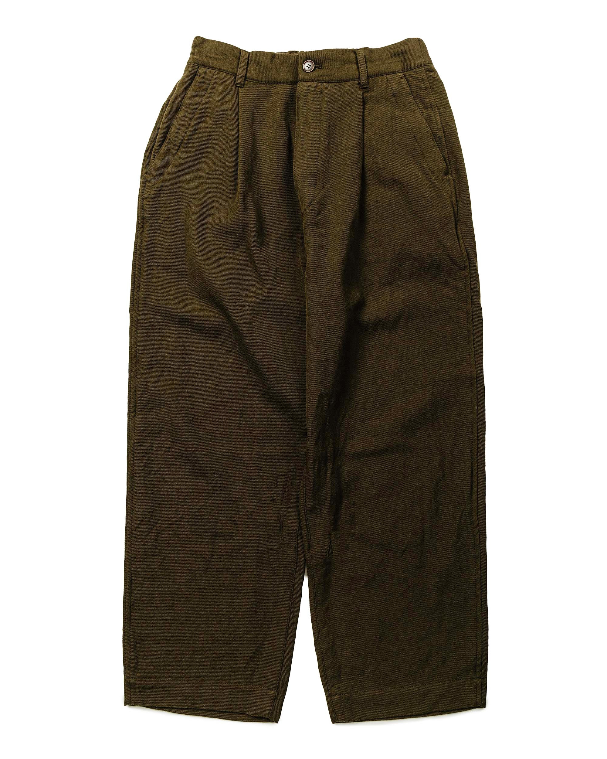 Sage de Cret Wool Serge Pleated Wide Pants Olive