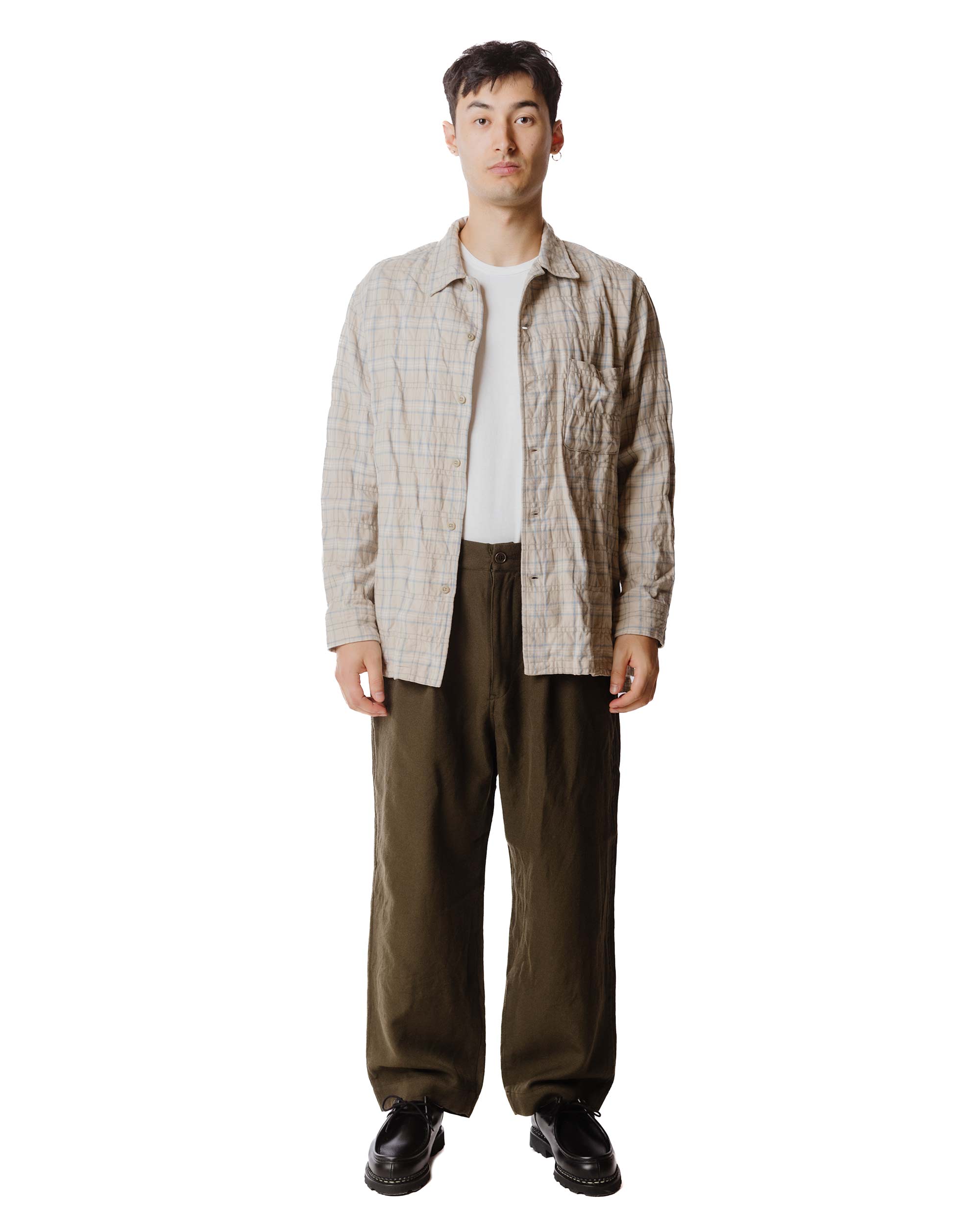 Sage de Cret Wool Serge Pleated Wide Pants Olive