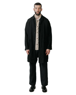Sage de Cret Wool Yarn Dyed Cropped Peg Top Work Pants Black Stripe model full