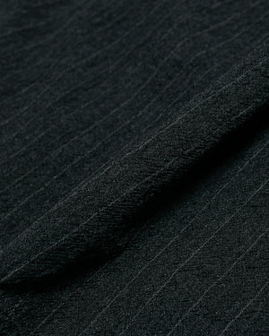 Sage de Cret Wool Yarn Dyed Cropped Peg Top Work Pants Black Stripe fabric