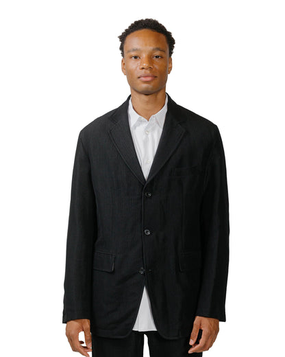 Sage de Cret Wool/Linen Herringbone Tumbler Tailored Jacket Black model front