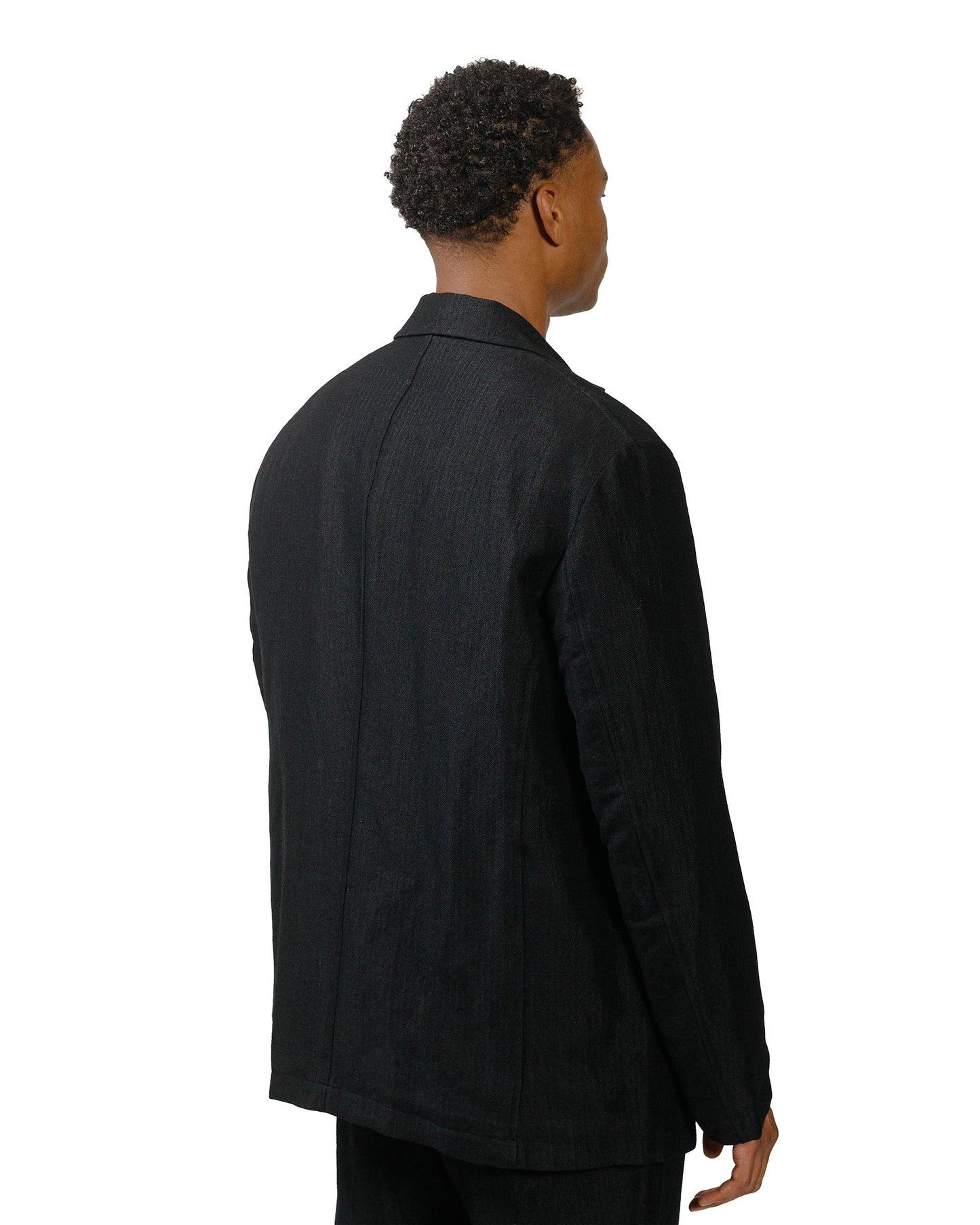 Sage de Cret Wool/Linen Herringbone Tumbler Tailored Jacket Black model back