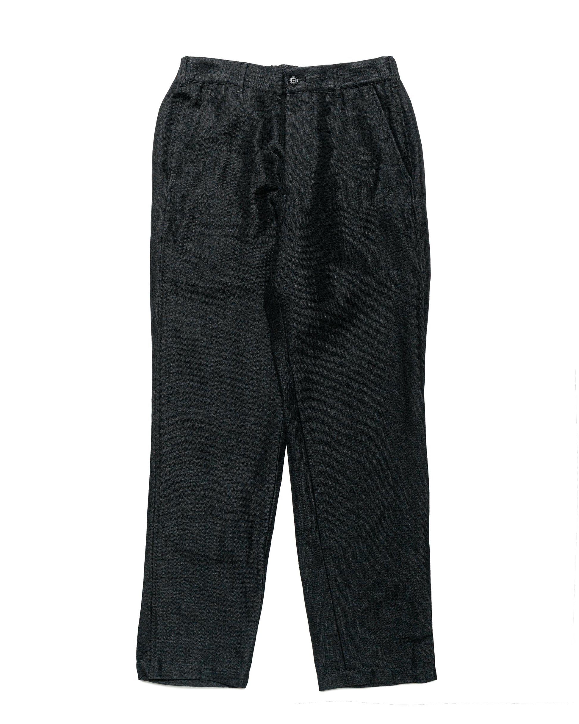 Sage de Cret Wool/Linen Herringbone Tumbler Tapered Pants Black