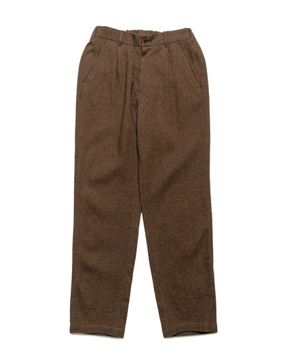 Sage de Cret Wool/Linen Tumbler Single-Pleated Pegtop Pants Brown