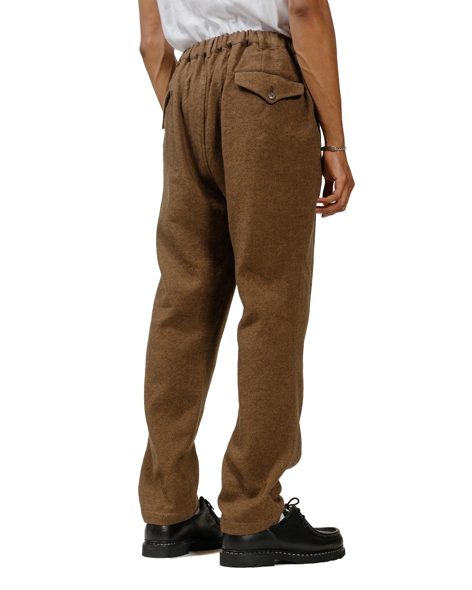 Sage de Cret Wool/Linen Tumbler Single-Pleated Pegtop Pants Brown model back