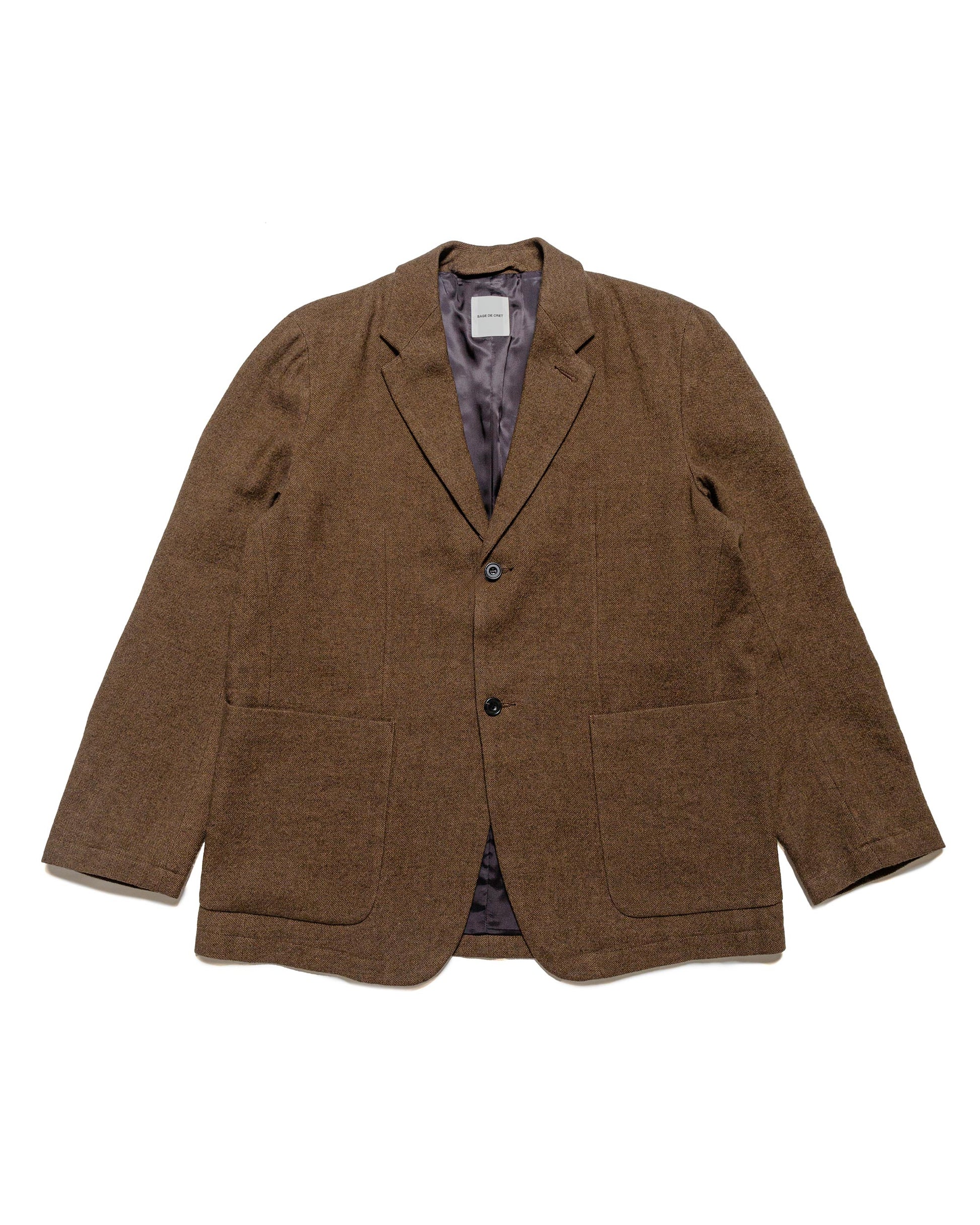 Sage de Cret Wool/Linen Tumbler Tailored Jacket Brown