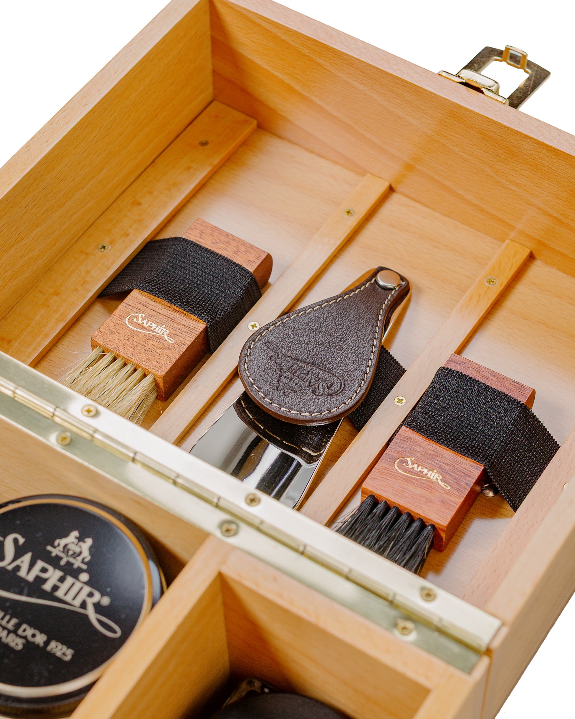 Saphir Groom Box Beech Wood Vegetal Leather