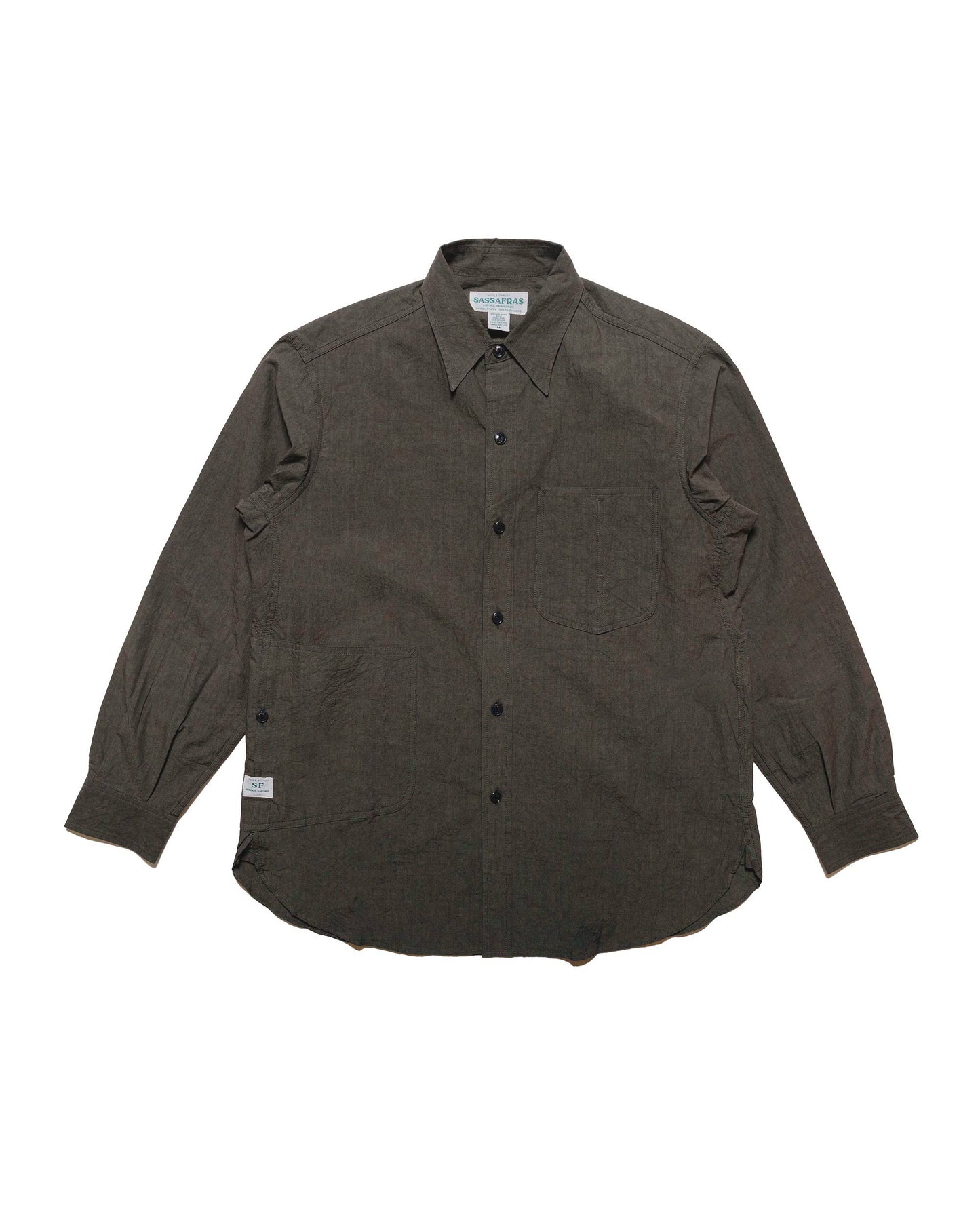 Sassafras Diggin Shirt Cotton/Linen Typewriter Charcoal