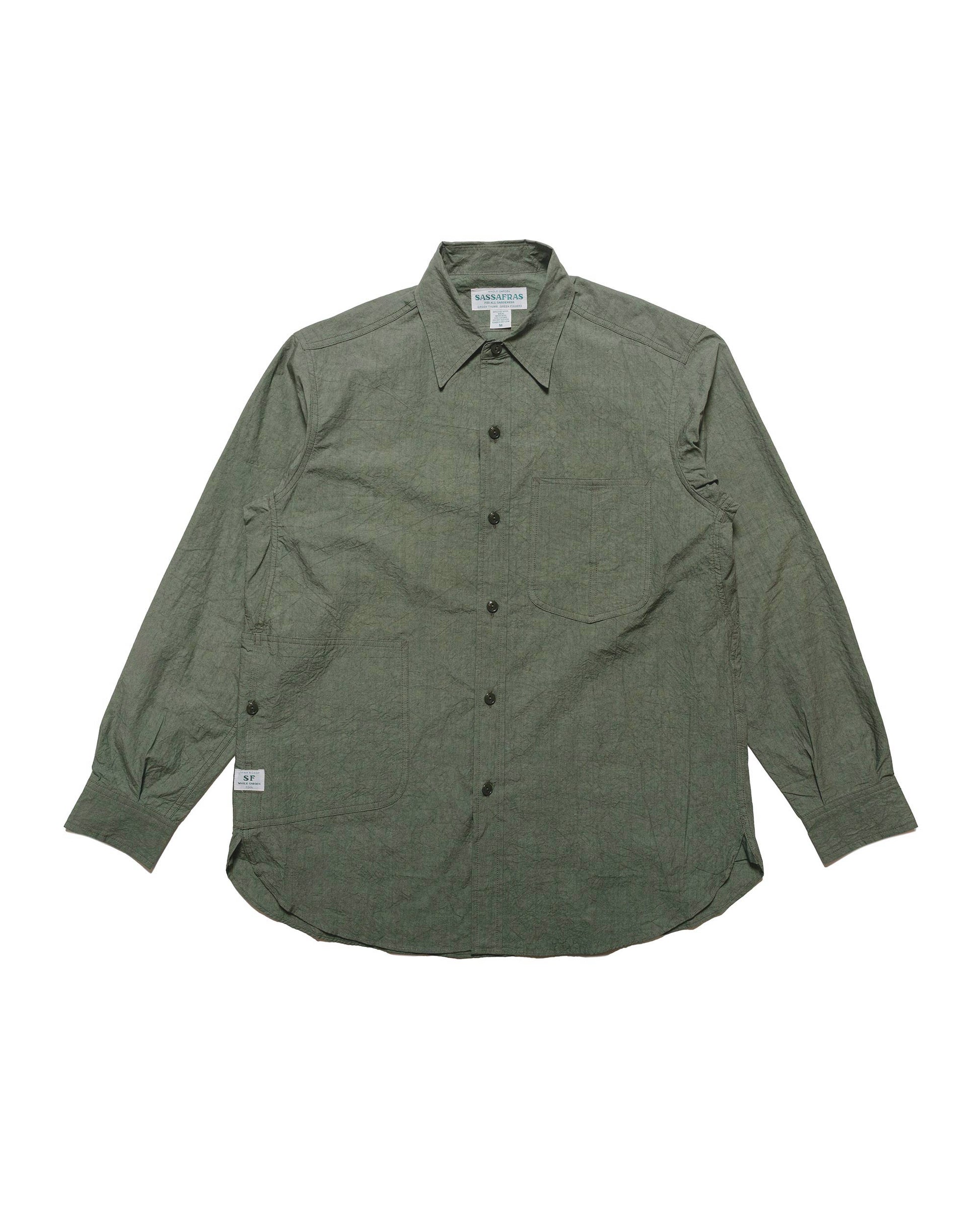 Sassafras Diggin Shirt Cotton/Linen Typewriter Olive