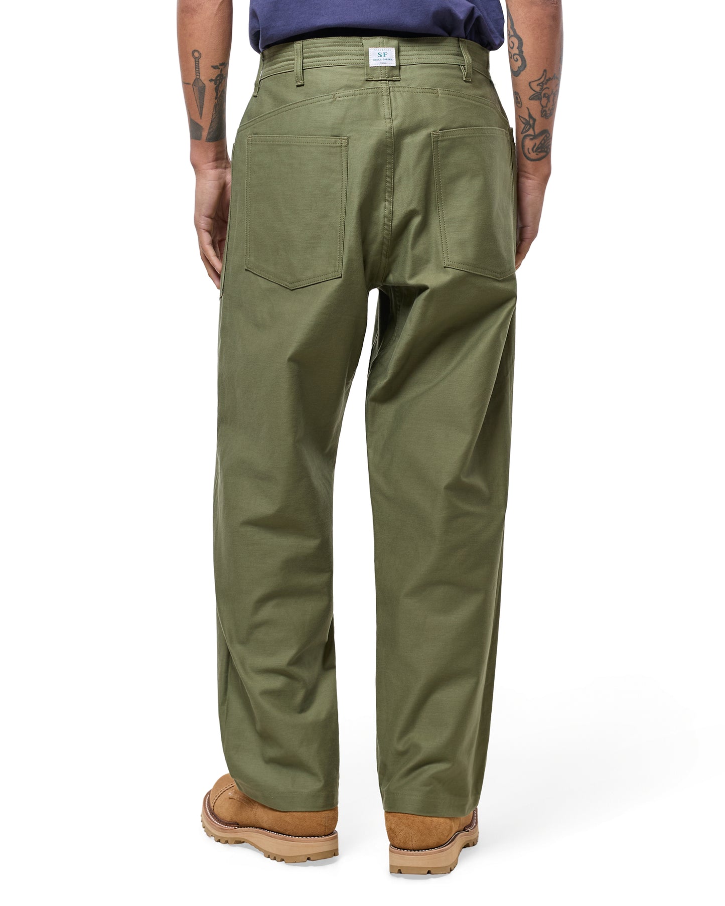 Sassafras D Scoop Pants Back Satin Olive
