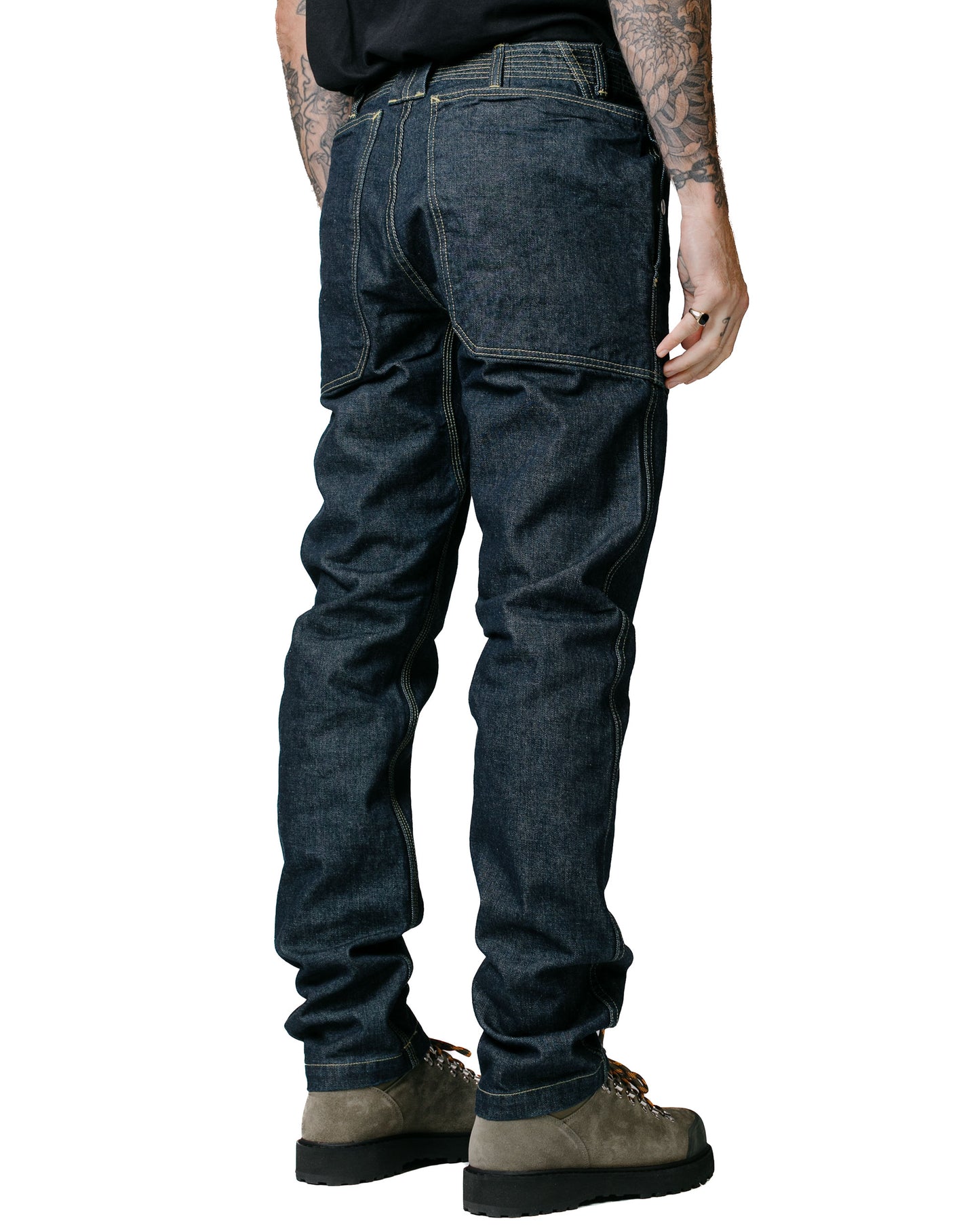 Sassafras Fall Leaf Sprayer Pants 13.5oz Denim Indigo model back