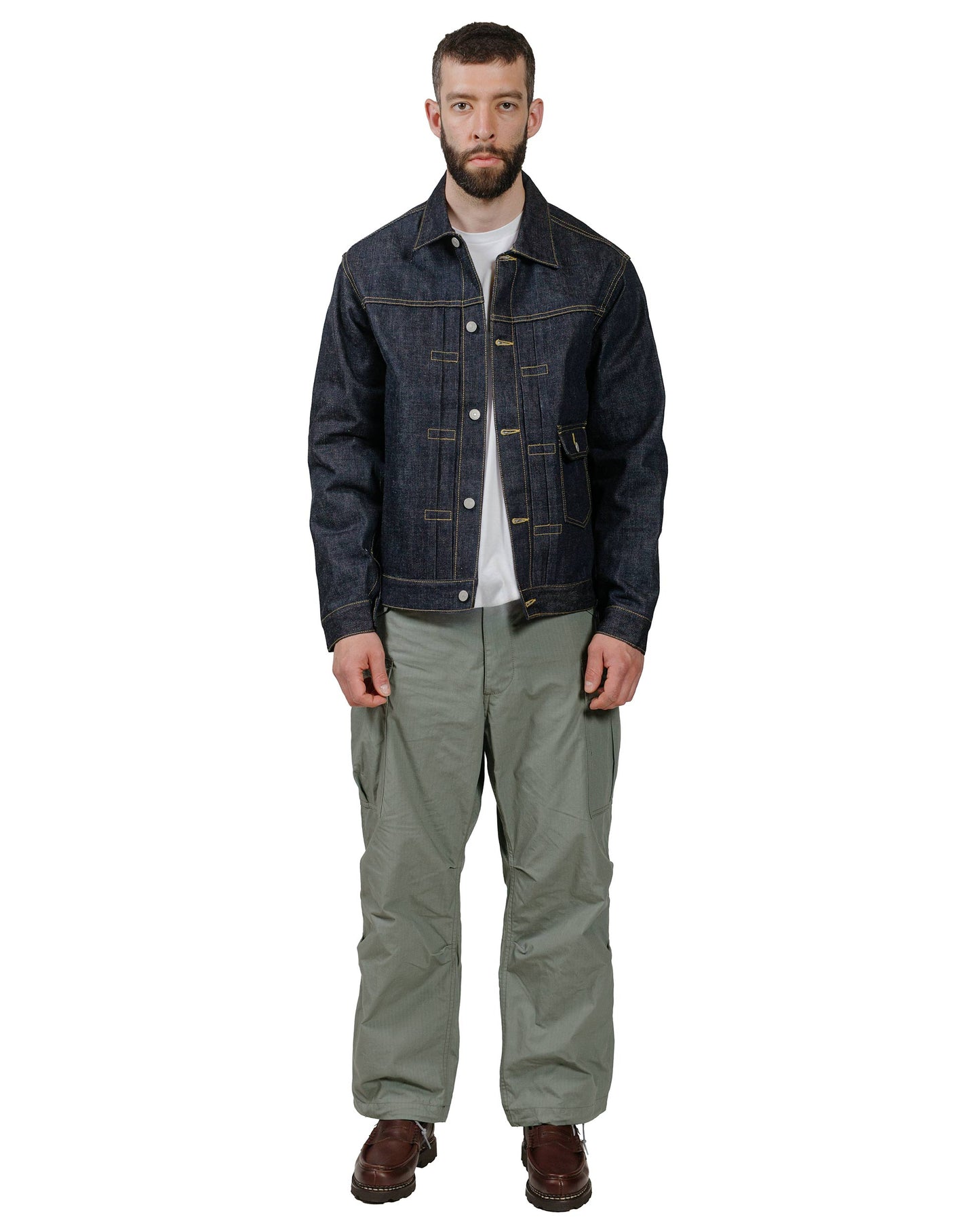 Sassafras Gardener Jacket 14oz Denim Indigo model full