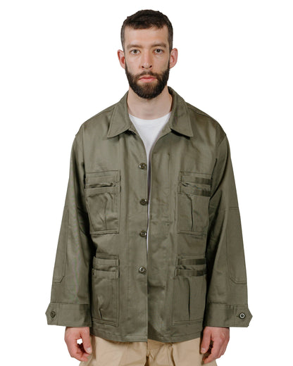 Sassafras Overgrown Fatigue Jacket Military Satin Olive model front